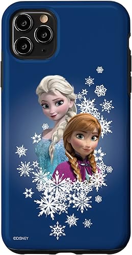 Funda para iPhone 11 Pro Max de Disney Frozen Anna y Elsa Sisters y copos de nieve
