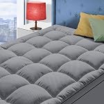 King Size Mattress Topper for Back Pain, Cooling Extra Thick Mattress Pad Cover with 8-21 inch Deep Pocket, Plush Pillow Top Mattress Topper Overfilled with Down Alternative, King Size, White