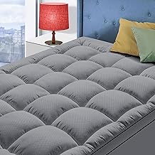 Full Size Mattress Topper for Back Pain, Cooling Extra Thick Mattress Pad Cover with 8-21 inch Deep Pocket, Plush Pillow Top Mattress Topper Overfilled with Down Alternative, Full Size, Dark Grey