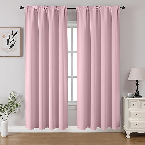 Miniatura 72 de CUCRAF - Juego de 2 paneles de cortinas opacas negras de 63 pulgadas, cortinas con bolsillo para varilla para oscurecer la habitación para