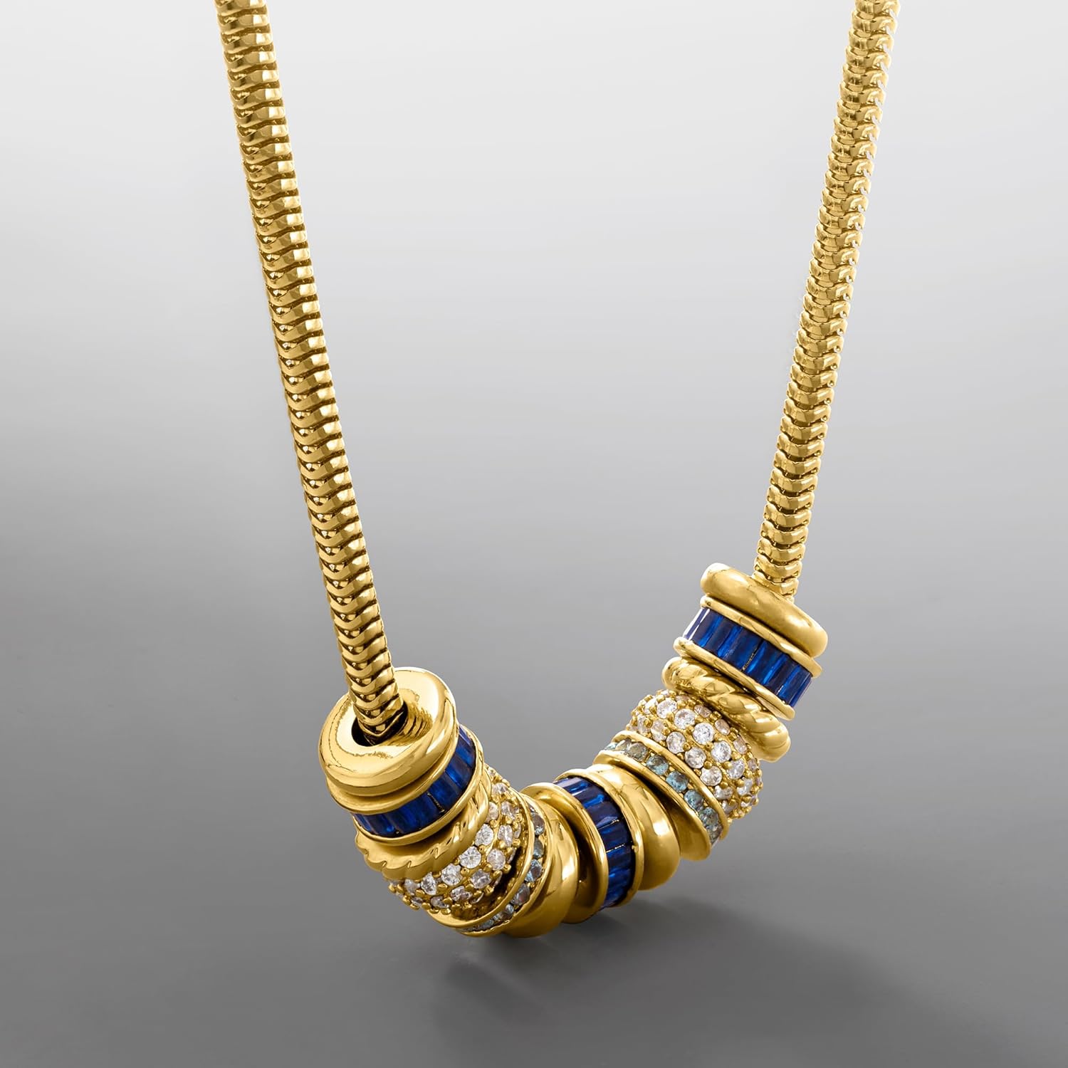 Ross-Simons 14kt Yellow Gold-Plated Bead Charm Bracelet With Simulated Multicolored Gemstones.