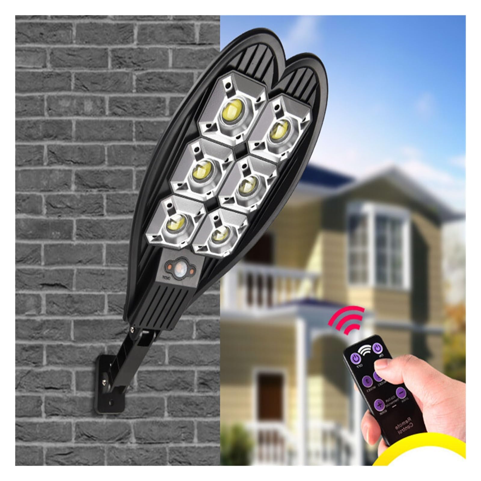Zewnętrzna lampa solarna, 700w lampa słoneczna zewnętrzna lampa solarna zasilana światłem słonecznym wodoodporny czujnik ruchu PIR oświetlenie uliczne Led do dekoracji ogrodu(D)