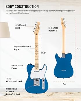 Amazon.com: Fender Standard Telecaster - Aqua Marine Metallic