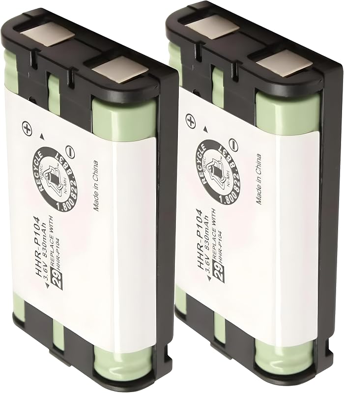 2-Pack HHR-P104 Replacement Battery Pack for Panasonic Cordless Phone HHR-P104A