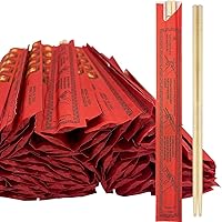 SOEOS 100 Pairs Disposable Bamboo Chopsticks 7.6 Inch Individually Wrapped Wooden for Sushi Asian Cuisine Red Packaging