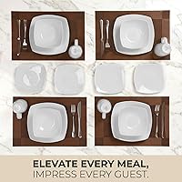 Vista 5 de Zulay Kitchen Luna - Juego de platos y cuencos, juego de vajilla de porcelana moderno de 16 piezas para 4, resistente a las astillas y a