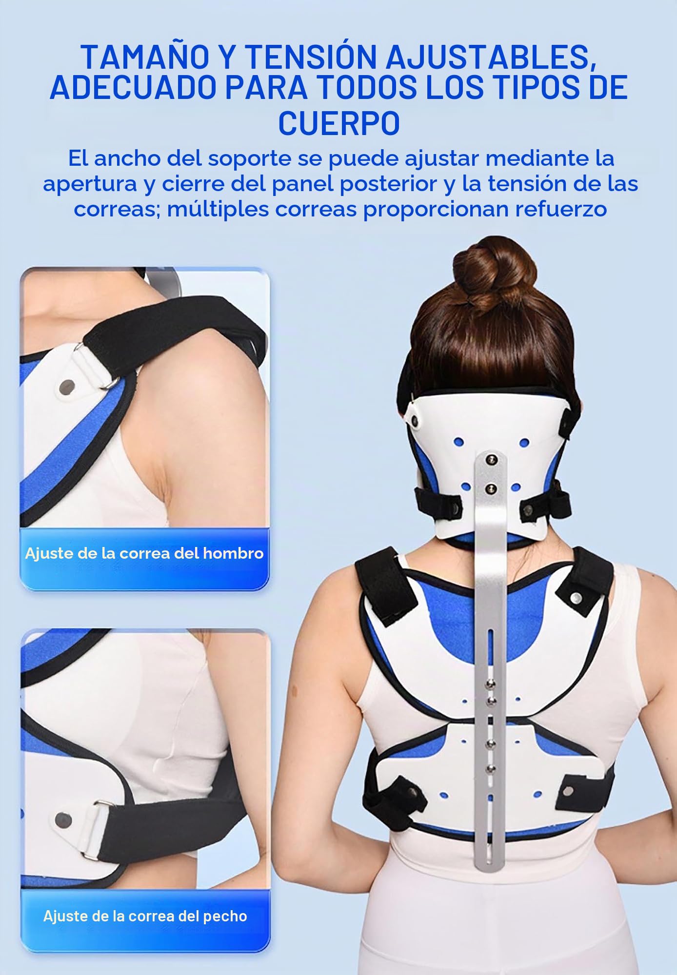 Corrector de Postura Ajustable Pecho y Espalda, fijación de fracturas y rehabilitación de vértebras cervicales, Soporte Cervical torácico con halo, para Diferentes Alturas