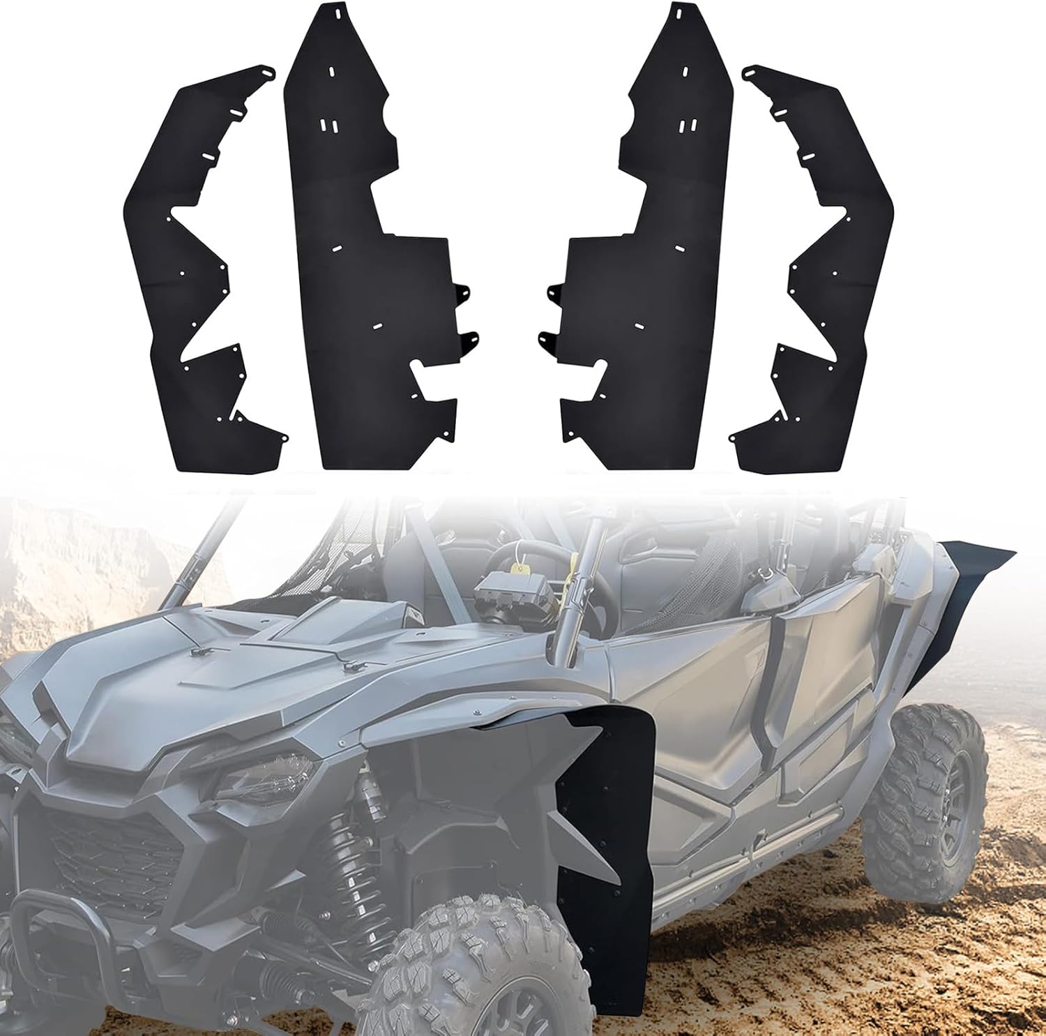 Fender Flares Extensions for Honda Talon 1000, Front & Rear Mud Flaps, Mud-Free UTV Mud Guards Wider & Longer Off-Road Protection for Honda Talon 1000R / 1000X / 1000X-4 2019-2024 (4PCS)