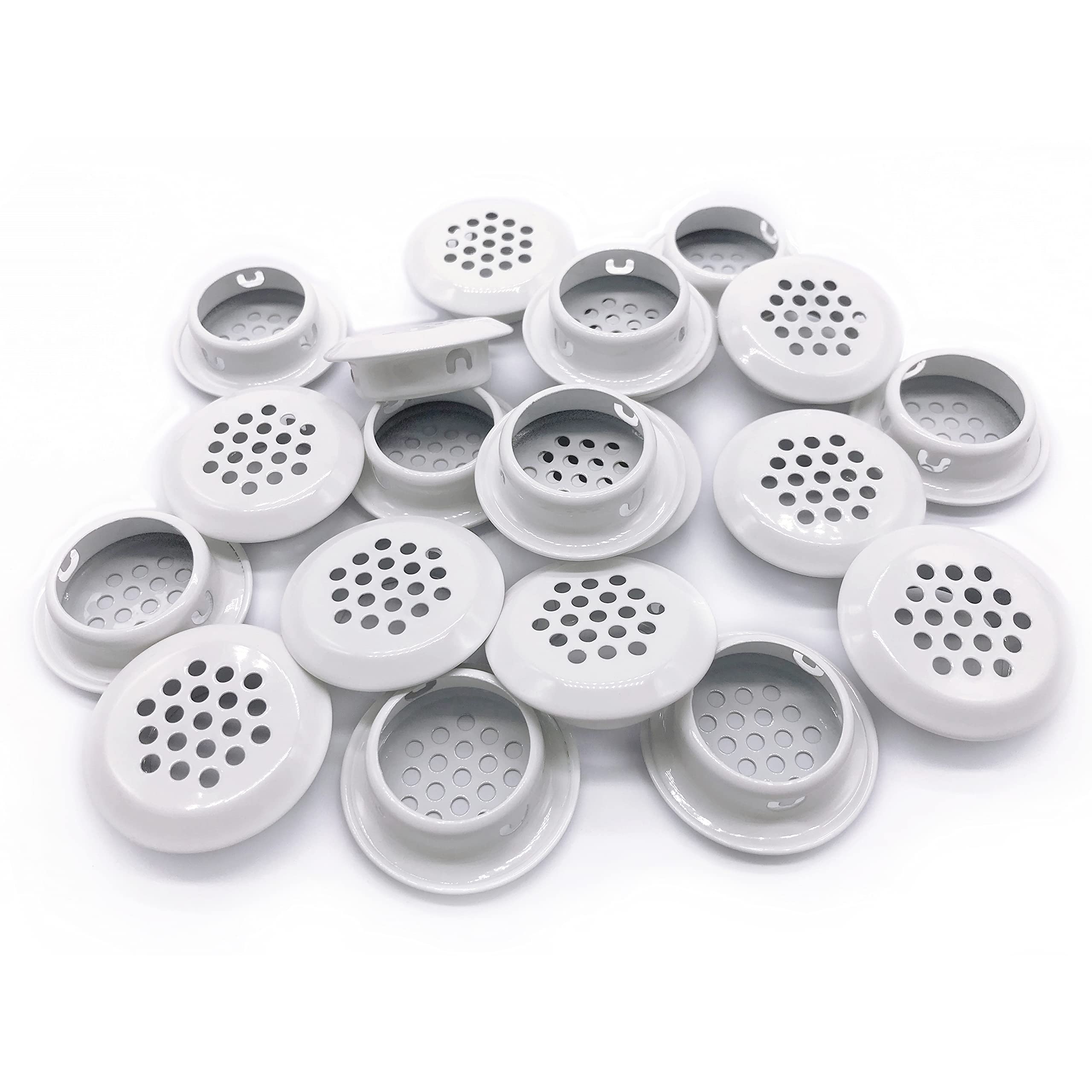 Nacx White 20Pcs Air Vents 29Mm Circular Soffit Vent Stainless Steel Round Vent Mesh Hole Louver For Kitchen Bathroom Cabinet Wardrobe (White)