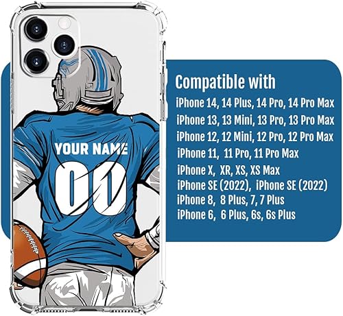 Miniatura 2 de BOSTEPY Funda personalizada con nombre y número de camiseta de fútbol para iPhone 16 15 14 13 12 11 Pro Max Mini Xr Xs X 7 8 Plus SE 2022 2020 6s 6