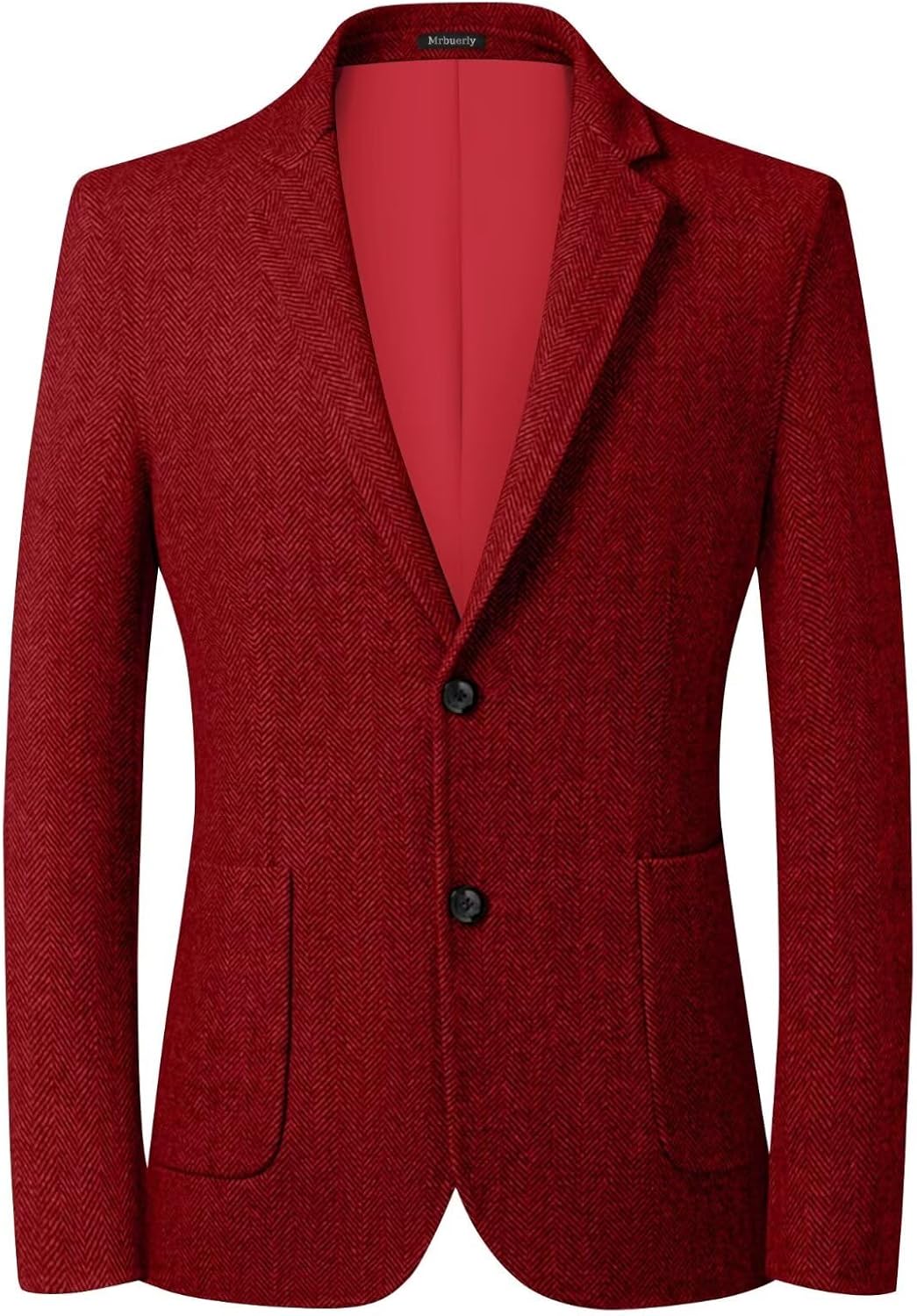 Men's Suits Tweed Herringbone Suit Slim Fit Casual Tuxedos Set Two Button Jacket Blazer Sport Coat Prom Party Wedding