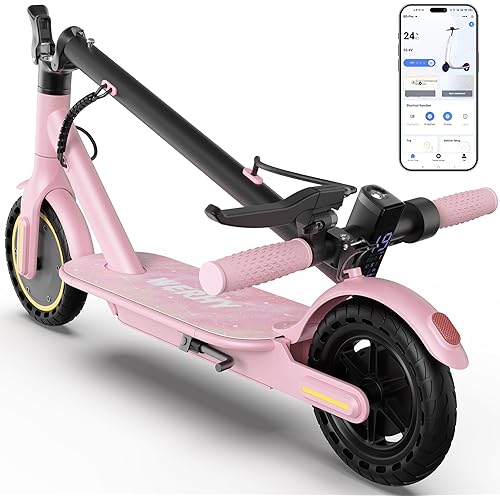 WERHY Electric Scooter with 8.5"/10" Solid Tire, 350W/500W Powerful Motor & 19/22 MPH Top Speed, 16/25 Miles Long Range, Folding E Scooter with Dual Braking for Teens and Adults