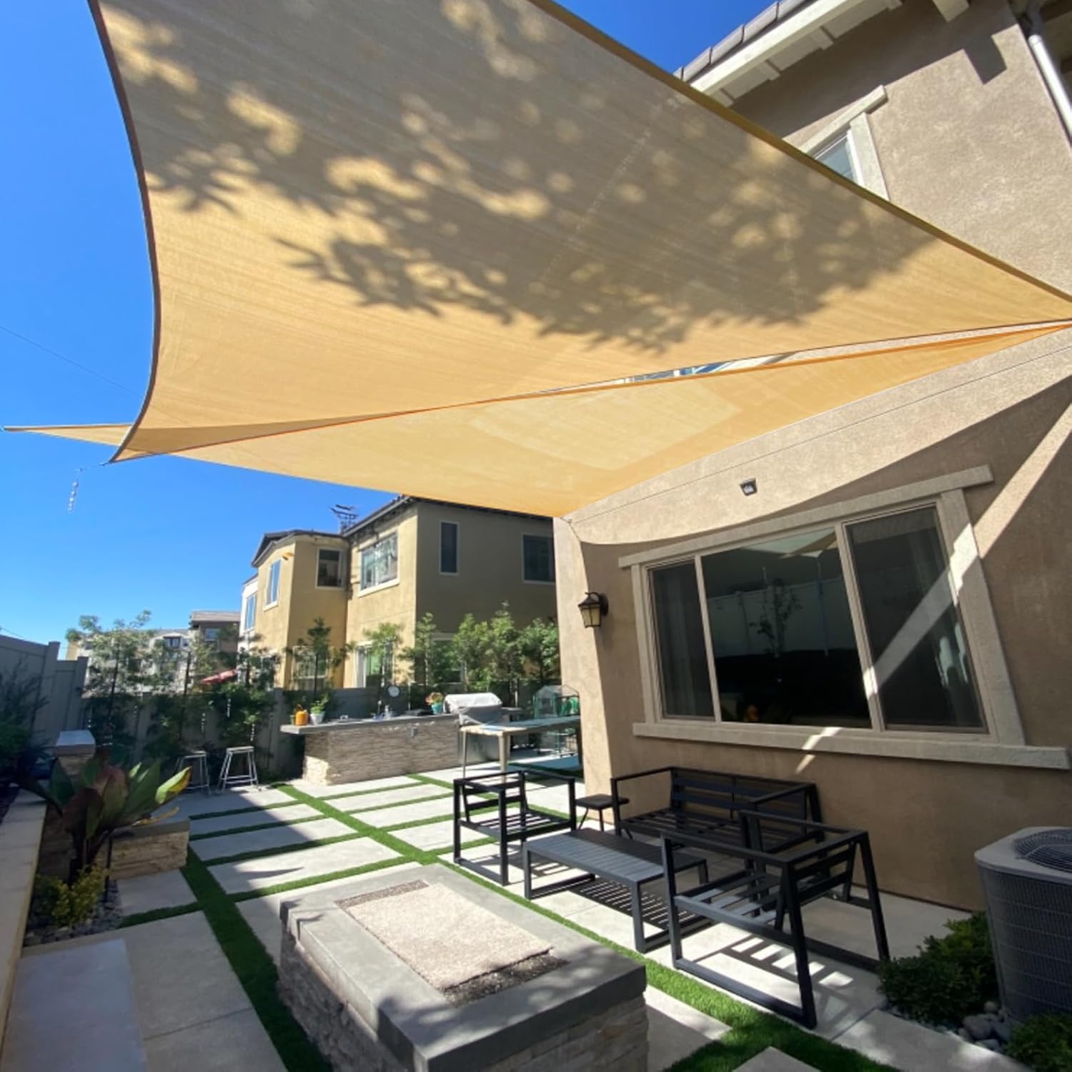 SUNLAX Sun Shade Sail 10' x 10' x 10' Sand Triangle Canopy Sail Shade Cover UV Block Permeable Sunshade Outdoor for Patio Backyard (We Make Custom Size)