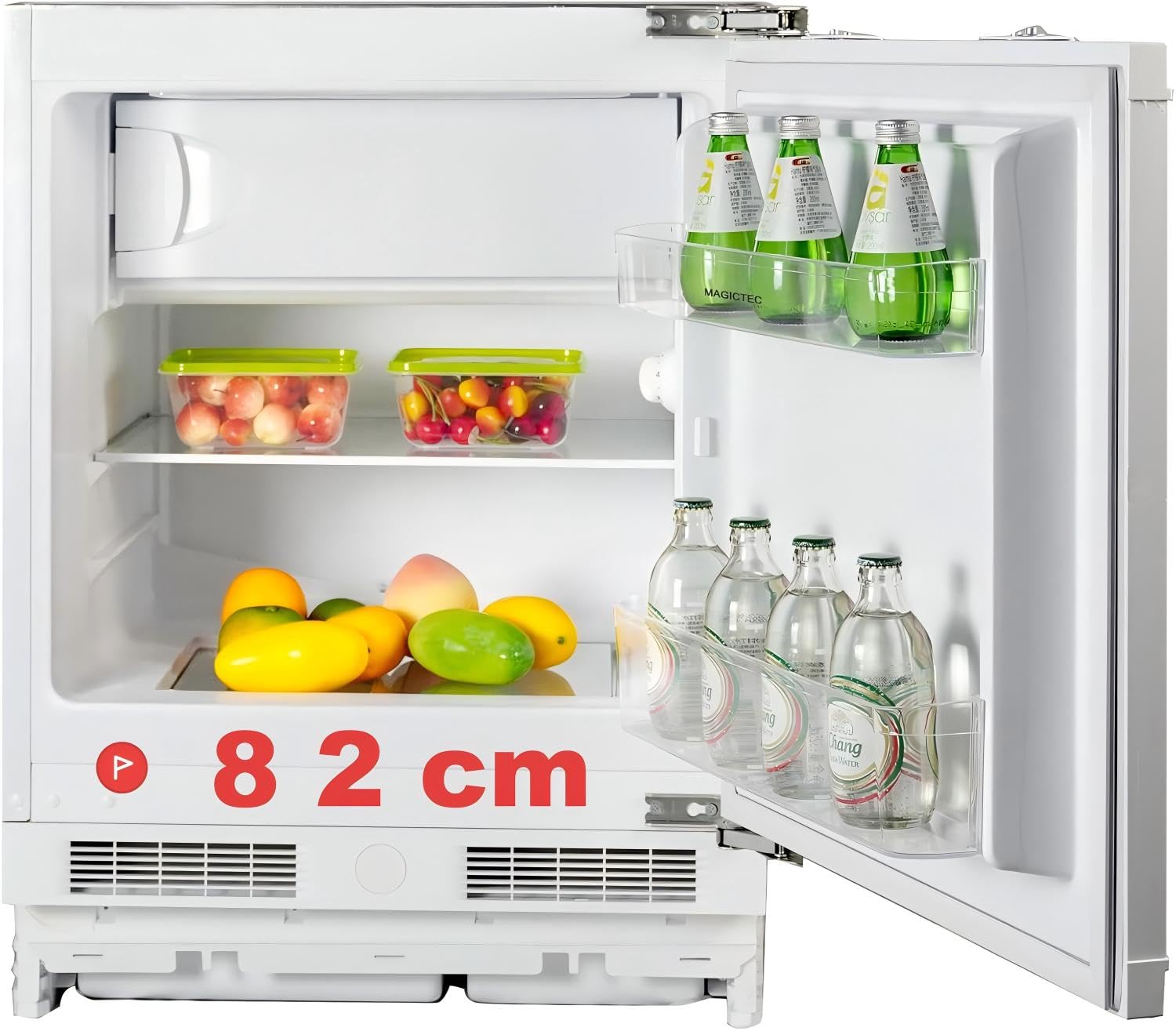 Frigo congelateur encastrable 82 cm sous plan de travail réfrigérateur | Refrigerateur congélateur | 96 L (84 L/12 L), 59 cm largeur | avec charnières de porte réversibles | Réglage température