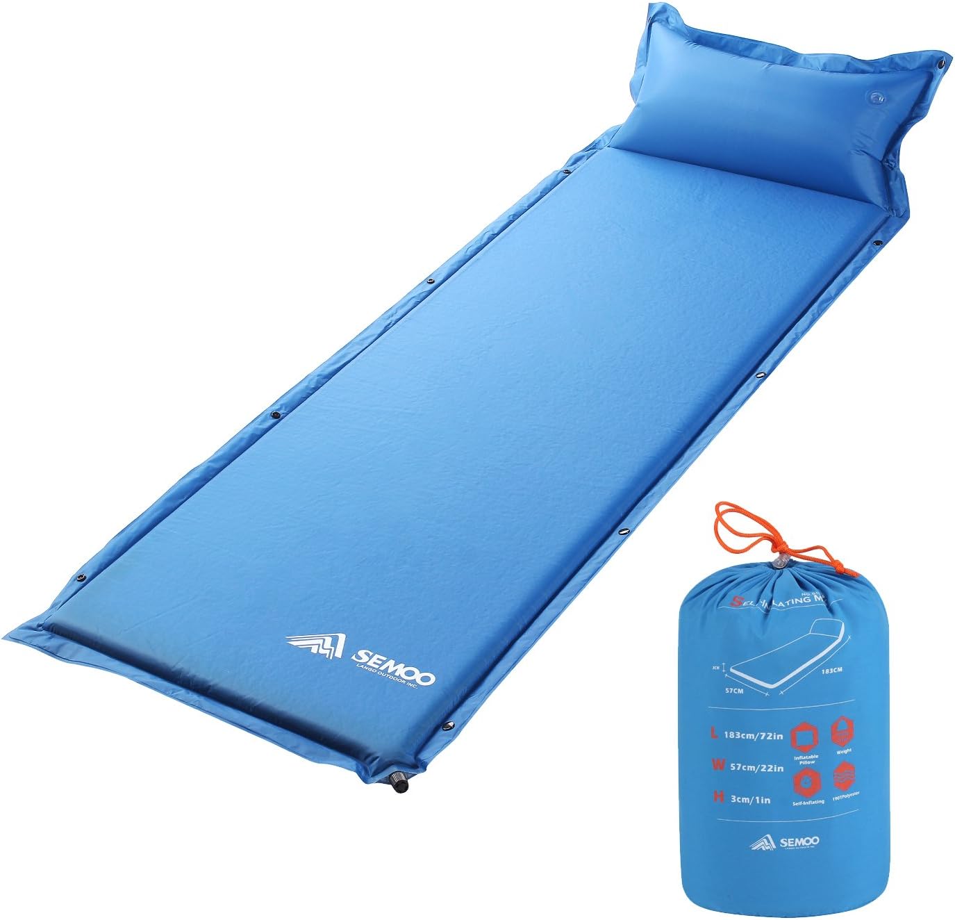 SEMOO Self-Inflating Camping Sleeping Pads Lightweight Comfort 1.2 Inch Thick Water Repellent Coating Mats Great for Indoor Outdoor Backpacking Hiking