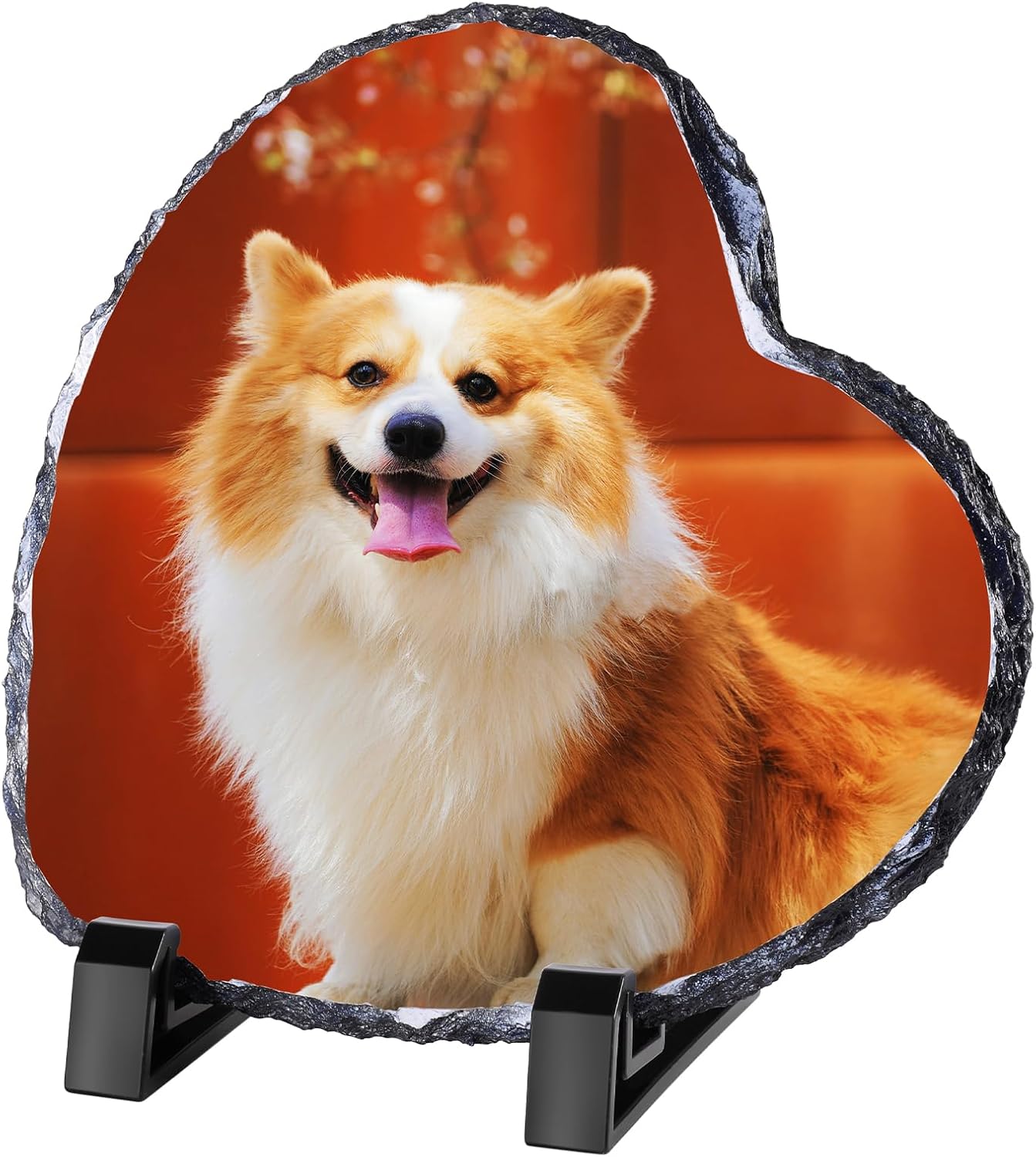 Custom Rock Slate Photo Frame - Personalized Photo Stone Frame Plaque Dog Memorial Gifts For Loss Of Dog,Pet Loss Gifts,Dog Memorial Picture Frame,Pet Sympathy Gifts,Heart 7.87 * 7.87in