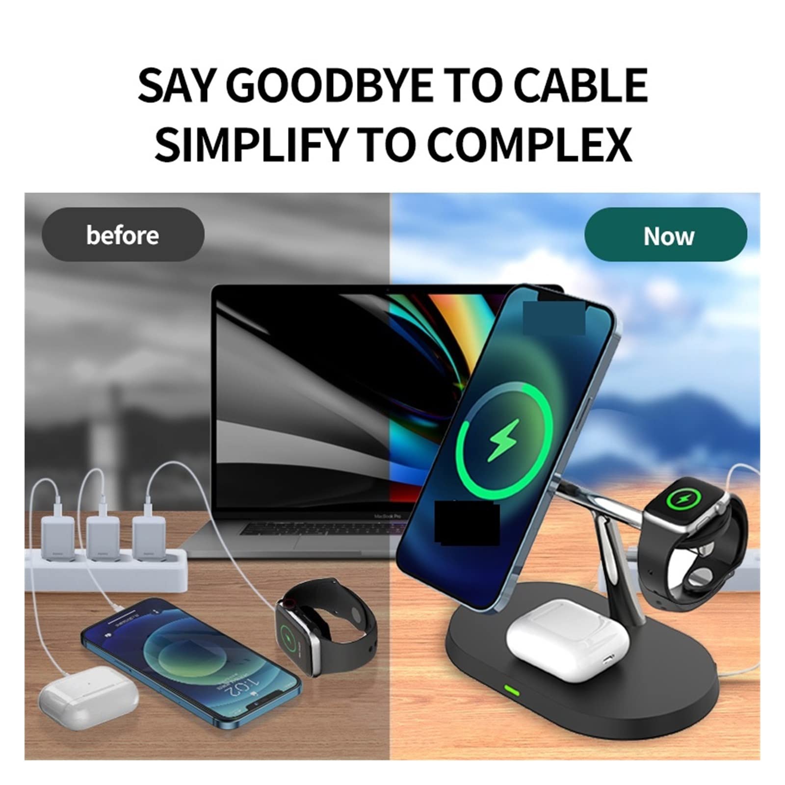Magnetyczna bezprzewodowa ładowarka 100 W 3 w 1 Stojak na telefon Zegarek 5 Aktywna 2 Stacja dokująca do szybkiego ładowania(For Samsung users-01)