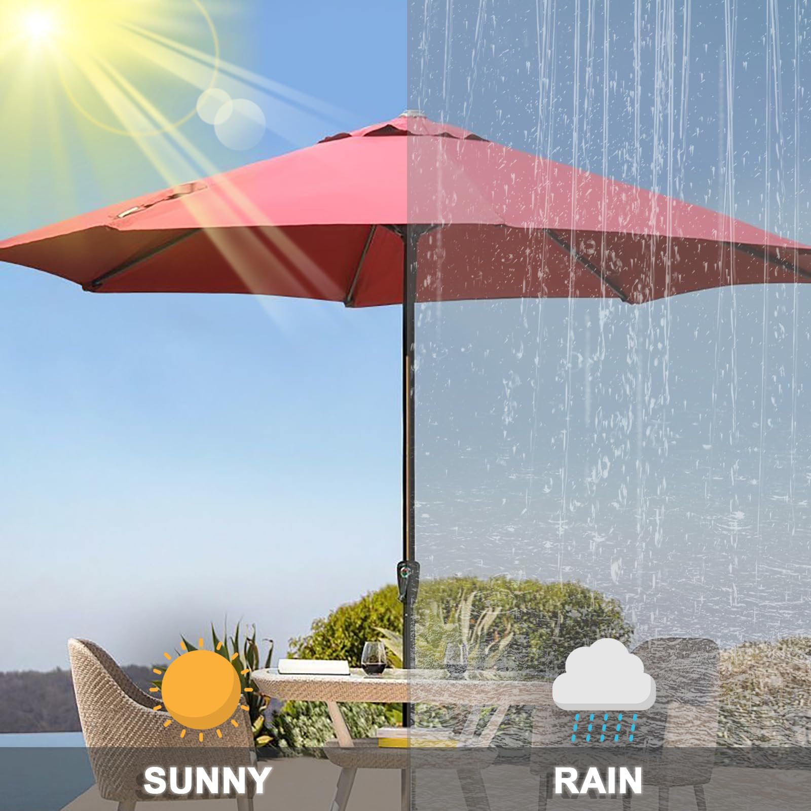 Sonnenschirm Ersatzbezug Für 6/8 Streben - Wasserdicht 2-4m Grau