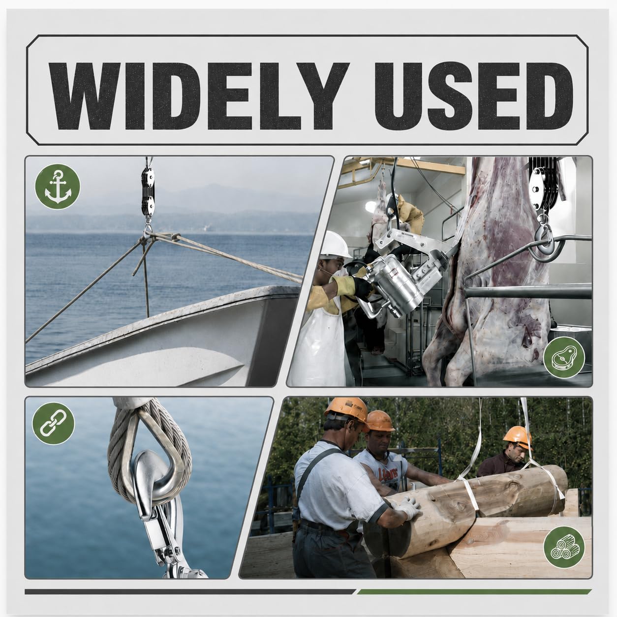 Flaschenzug Set 2000 kg Bruchlast, 8:1 Handseilzug mit 20 m Nylonseil, 300 kg WLL, Umlenkrolle inkl. Hebebänder, Schäkel & Handschuhe, 270° Drehbarer Haken für Jagd, Werkstatt, Garage und Forst