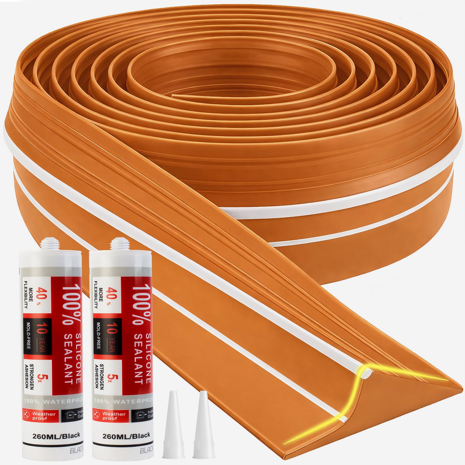 Jin&amp;Bao Orange Garage Door Threshold Seal 20FT Rubber Strip &amp; 2 Adhesive