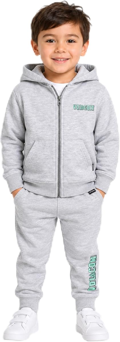 Volcom Baby Boys 2-Piece Fleece Tracksuit - Full-Zip Hoodie & Joggers | Reinforced Seams Built to Last, Soft Everyday Comfort, Easy Layering for Active Play, Casual Style He'll Love Wearing