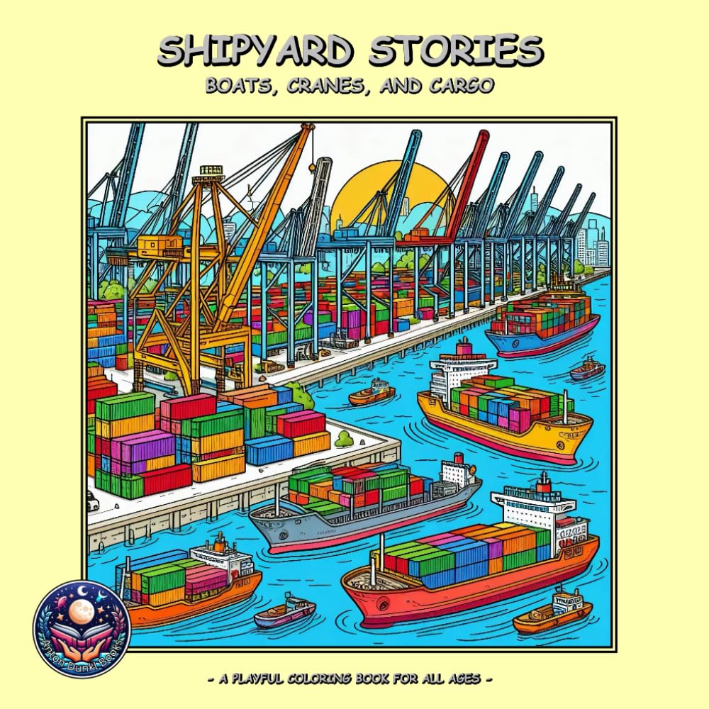 SHIPYARD STORIES: BOATS, CRANES, AND CARGO: A Coloring Book For Adults, Teens and Kids!