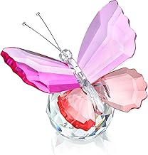 H&D HYALINE & DORA Kristall-Schmetterling-Figur, Glas-Schmetterling mit Kugelsockel, Sammlerstücke, Geschenke für Frauen, Mutter (Rosenrot und Rosa)