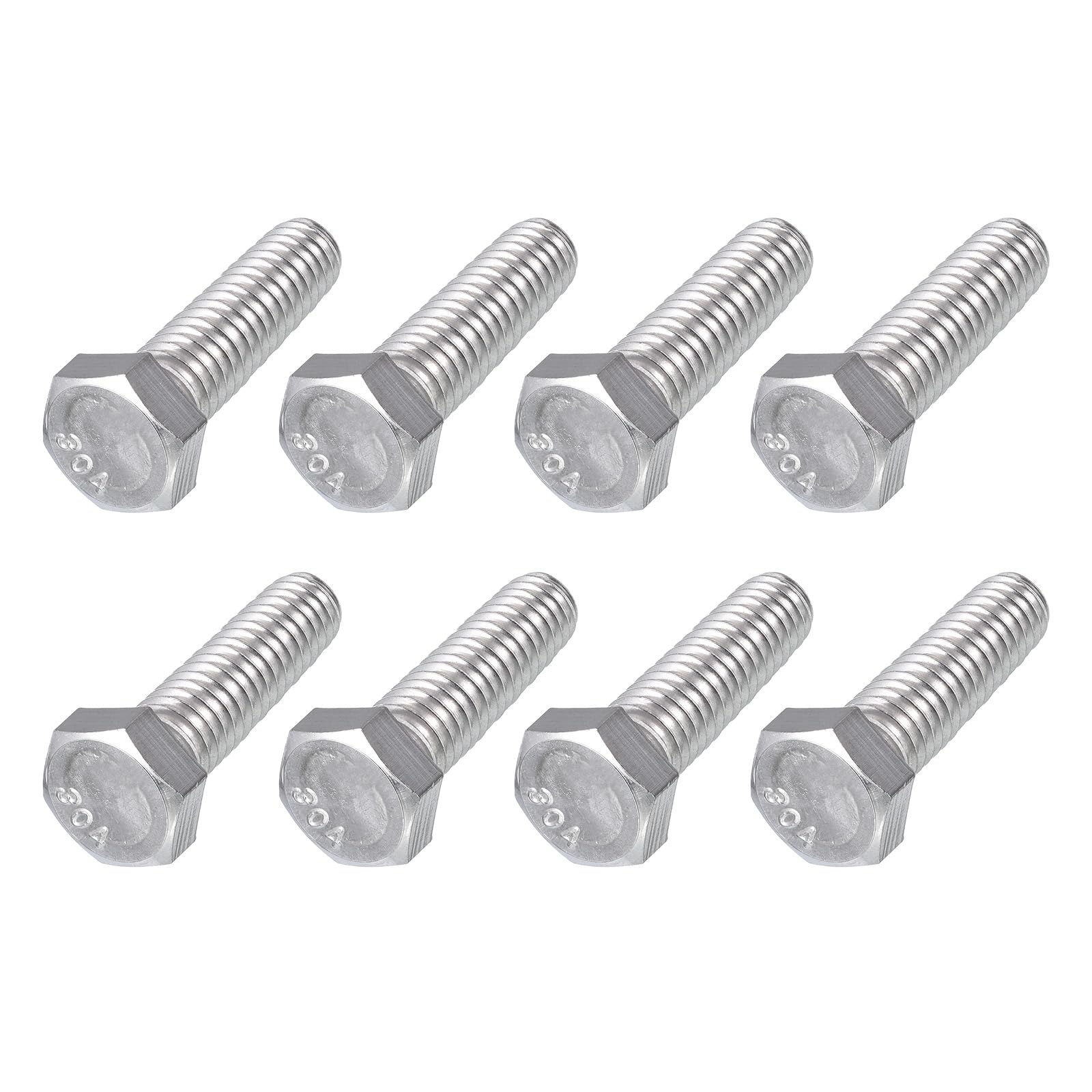 METALLIXITY Hex Head Bolts (3/8-16 x 1-1/4") 8Pcs, 304 Stainless Steel 18-8, Fully Threaded, External Hex Drive, Plain Finish