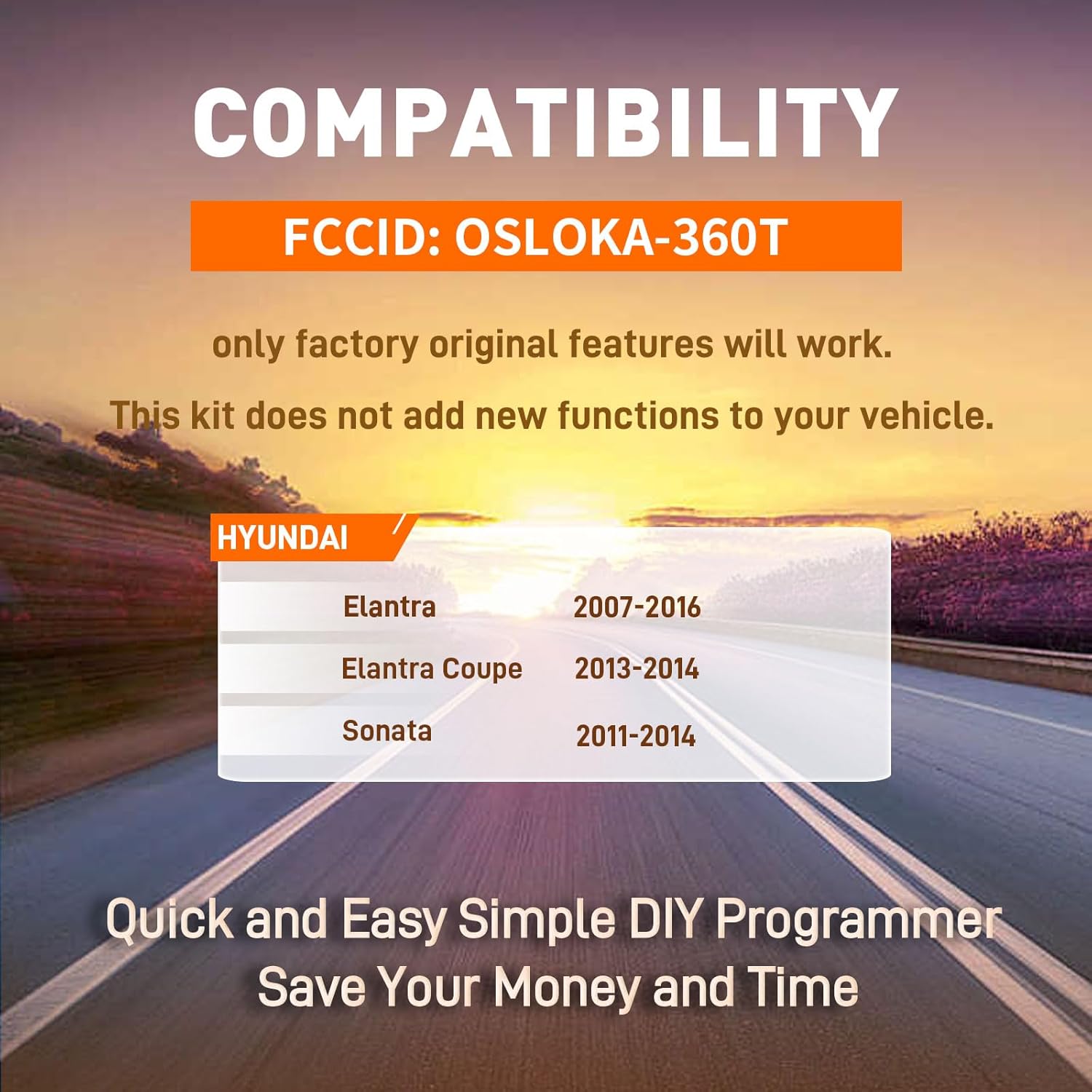 Keyless Entry Remote DIY Kit 4 Button Compatible with Hyundai Elantra 2007-2016. Sonata 2006-2014 (FCCID:OSLOKA-360T)