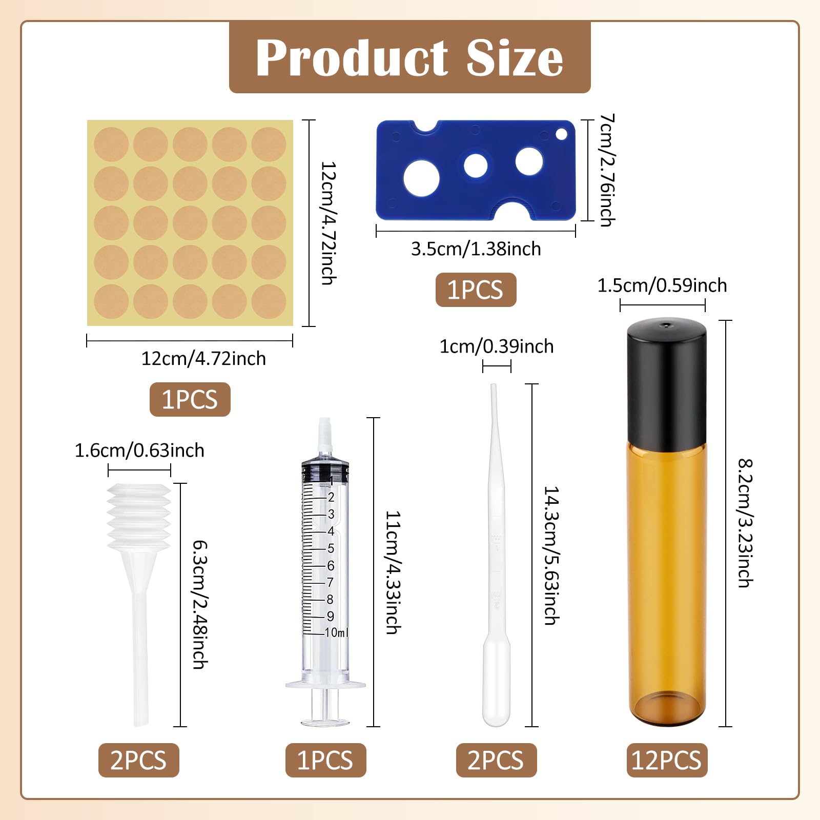 12 Pièces Bouteilles à Huile Essentielle en Verre, 10ml Flacons Roll-on en Verre Rechargeable, Marron Flacon Roll on Vide, Bouteille à Rouleau D'huile Essentielle pour Parfums Aromathérapie Massage