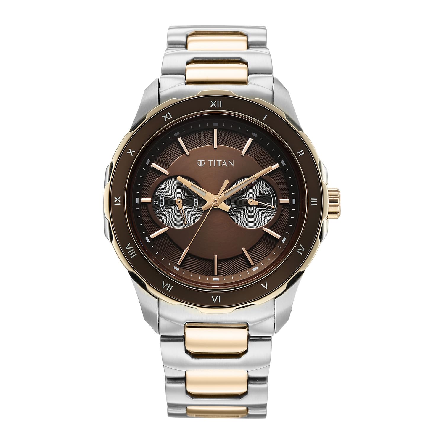 Regalia Opulent VI Men's Dress Watch with Two-Eye Multifunction Panda Dial and Steel Bimetal Strap-image-7