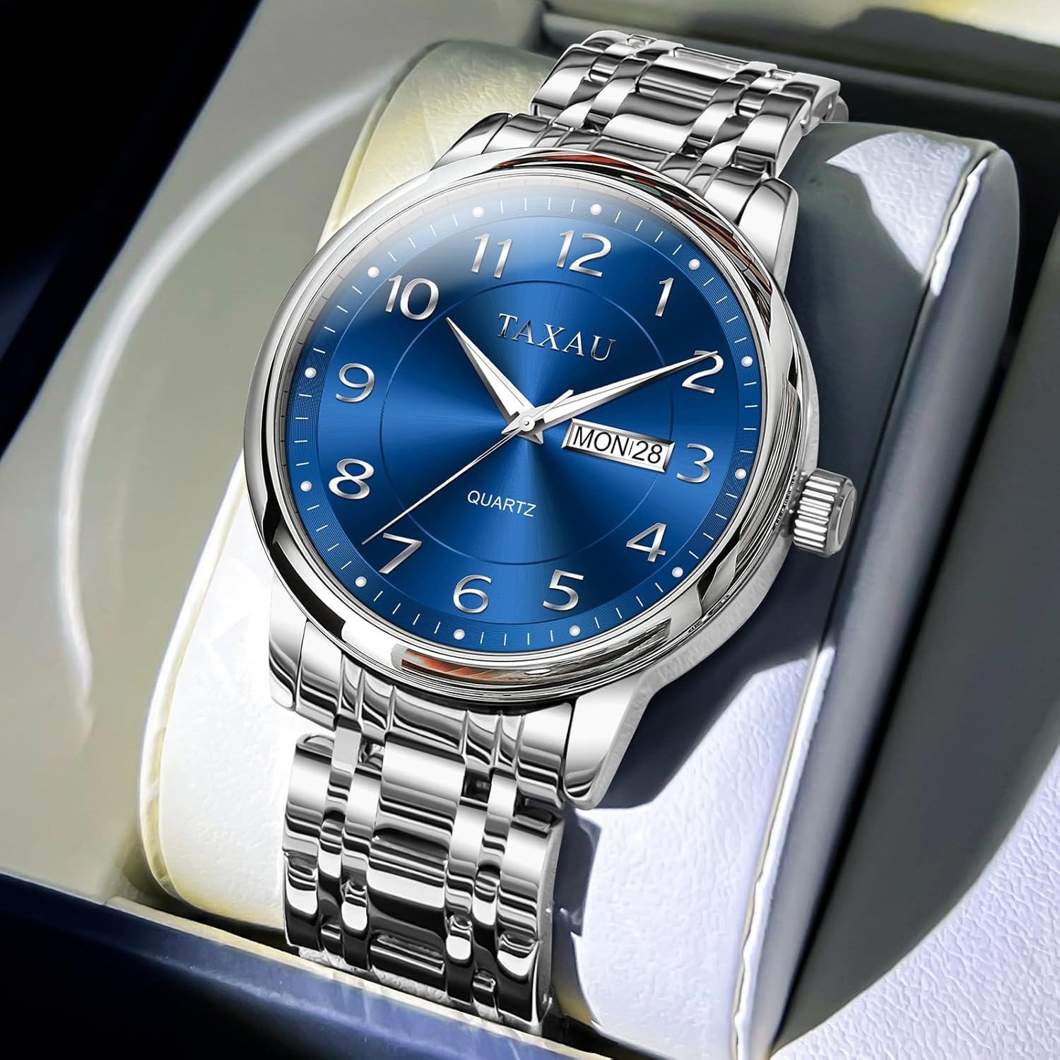 Watch Men Luxury Classic Fashion Watches for Men Large Face Stainless Steel Waterproof Mens Watches Simple Minimalist Easy Read Analog Quartz Fancy Dress Day Date Watch Relojes para Hombres - Image 7