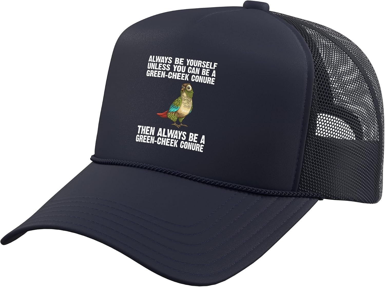 Cool Green Cheek Conure for Men Women Bird Parrot Parakeet Trucker Hat with Adjustable Mesh Back
