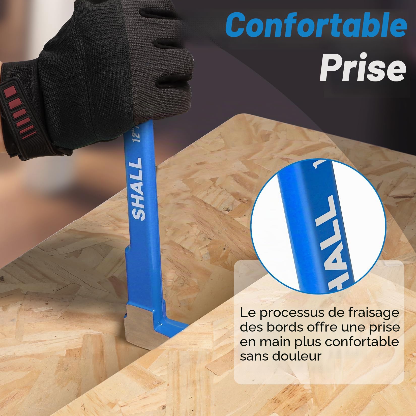 SHALL Pieds de biche lot de 4,Pied de biche plat pour pied de vache, Tire-ongles haute performance,Outil arrache-clou pour planches, revêtements de sol, retrait de clous