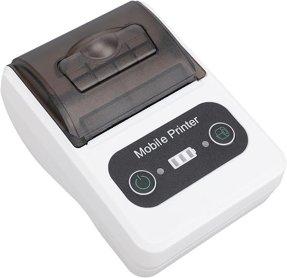 Bluetooth Thermal Receipt Printer, 58mm Thermal Shipping Label Printer, Portable Cordless Label Maker Machine for Office Retail Store Restaurant (Black White)