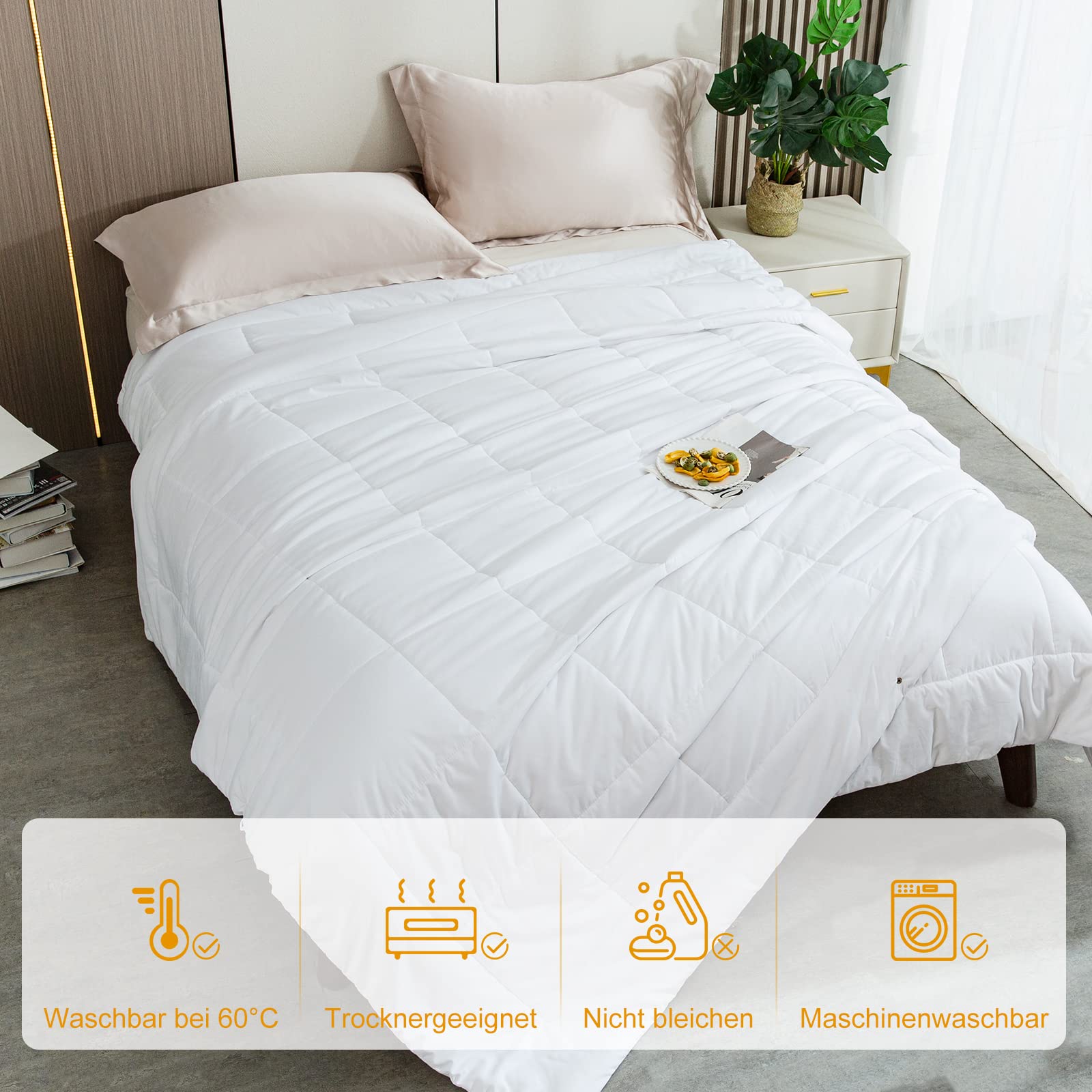 Piumone 4 Stagioni 135x200 Cm - 3 In 1 Estivo/Invernale - 300+150 GSM - Con Bottoni - Foto 6