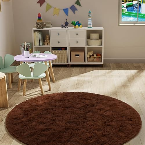 Miniatura 7 de LOCHAS Alfombras redondas y esponjosas de lujo para dormitorio, habitación de niños y niñas, guardería, alfombra circular súper suave, bonita