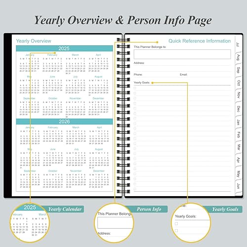 Miniatura 5 de Agenda mensual 2024-2025  enero 2024  junio 2025, dos páginas por mes, calendario mensual de 18 meses con pestañas, fuerte encuadernación de doble