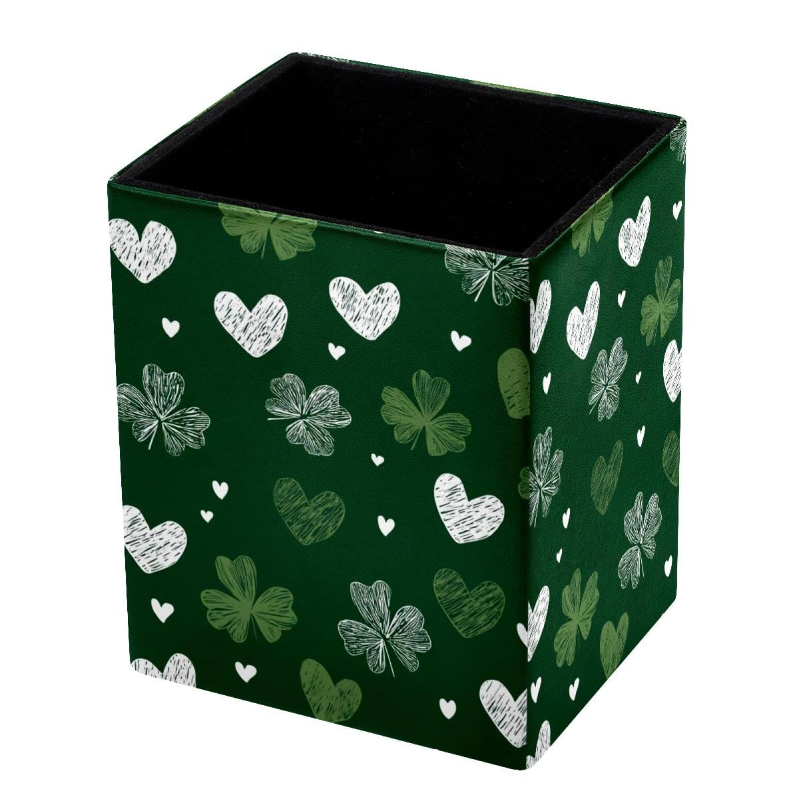 VAPOKF Pencil Holders for Desk, Shamrock Printed Pen Holders Pen Pot Makeup Brushes Storage Desktop Stationery Supplies Organiser for Home Office