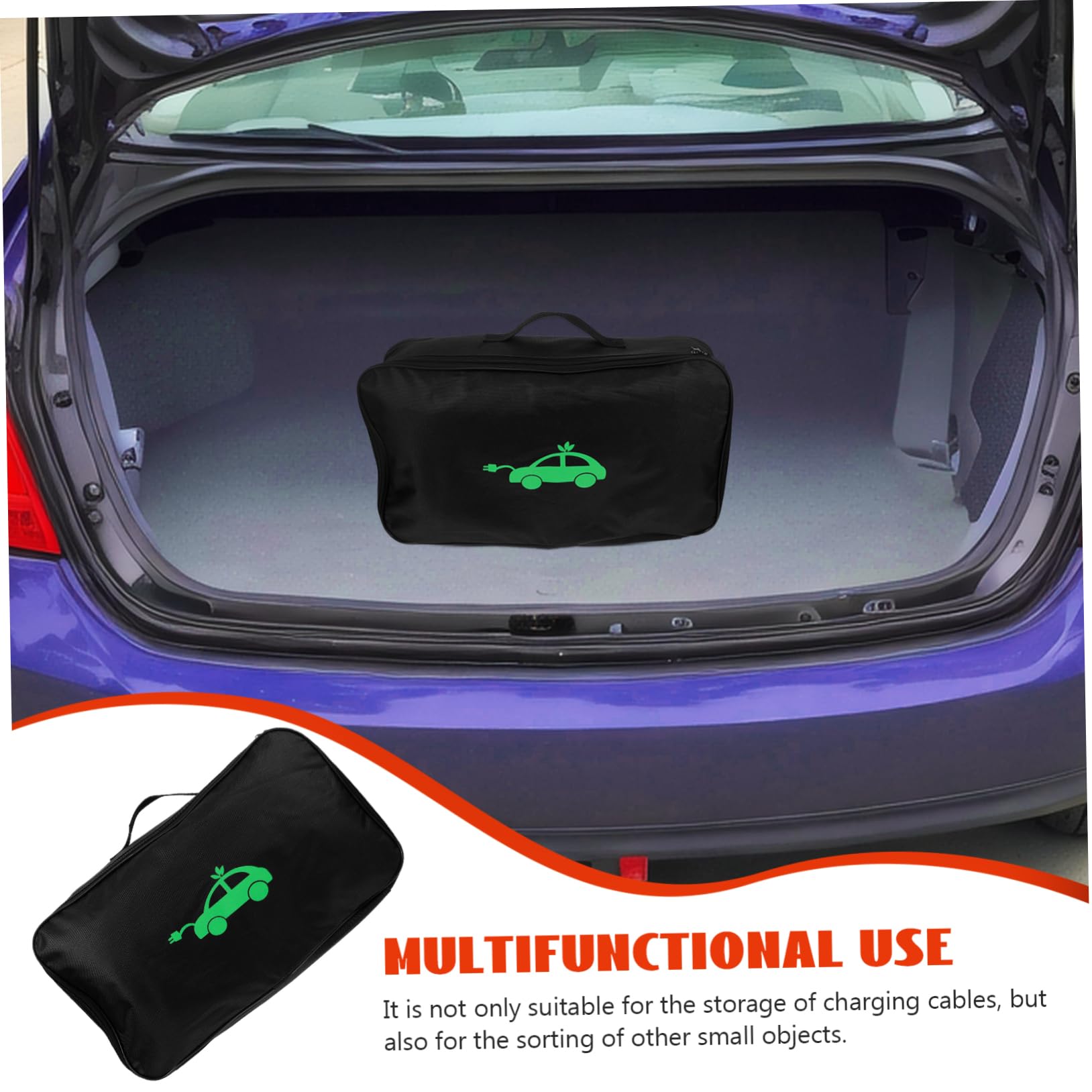 Bolsa Organizadora para Cargadores Ev Portátil de Tela Oxford Negra Protección y Resistencia para Uso Diario y Maletero de Coche