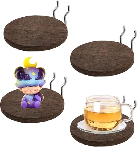 Estante circular para tablero perforado, 4 estantes de madera con ganchos de metal estilo anillo de clavijas, estantes organizadores de tablero de