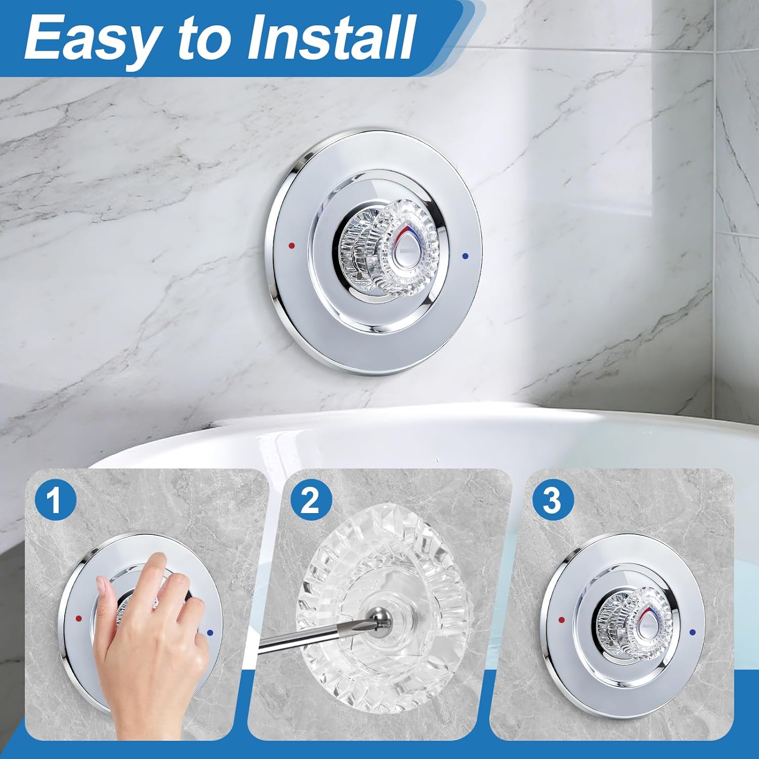 96797 Shower Knob Replacement Kit, Compatible with Moen Chateau Shower Trim Kit, fits for Bathroom Tub and Shower, Shower Knob Replacement, Include Screws(2 Piece)