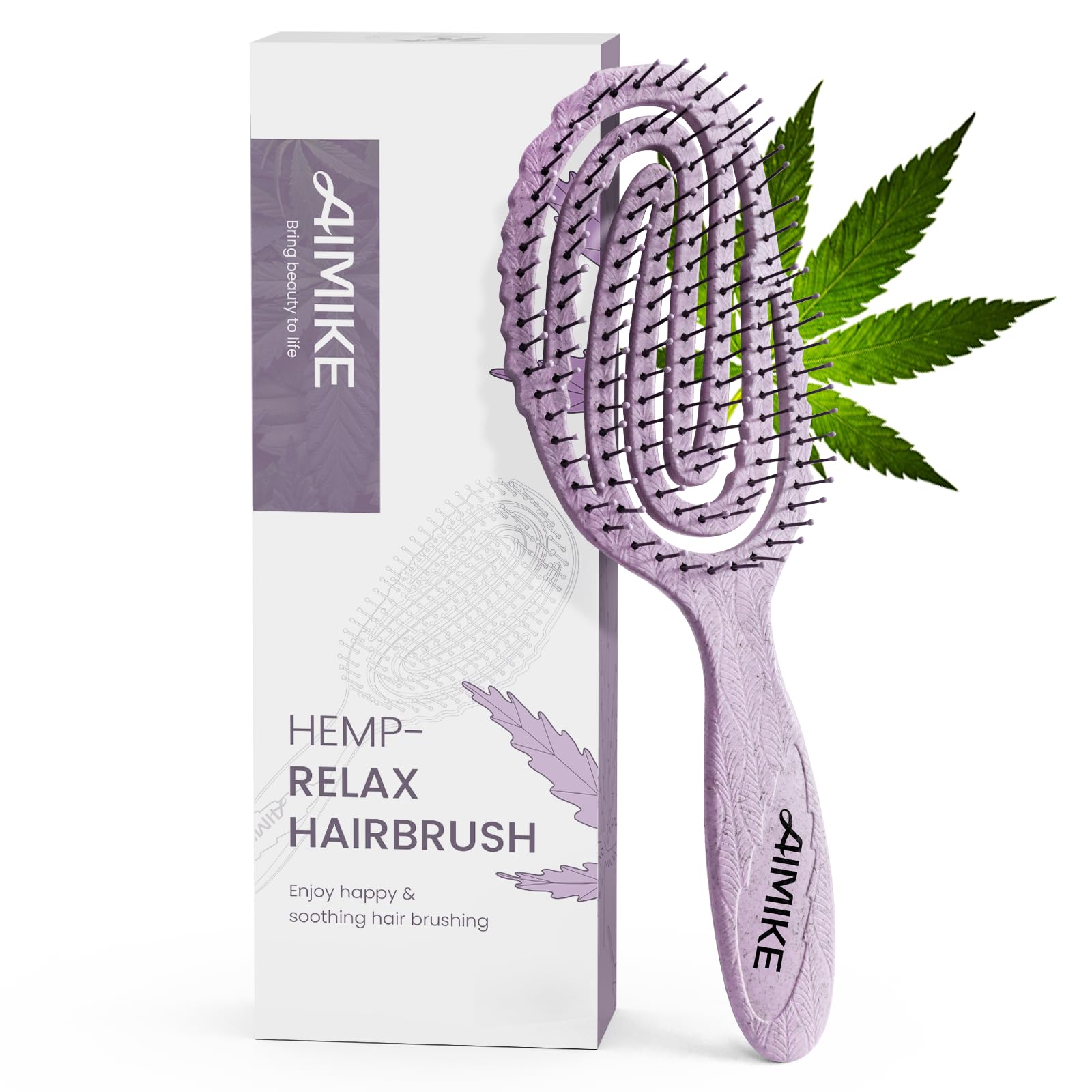 AIMIKE Detangle Hair Brush, Bio-Friendly Detangler Hair Brush for Thick Hair, Curved Vented Hairbrush w/Soft Bristles, Glide Through Tangles with Ease for Women, Men & Kids, Wet Hairbrush Detangler