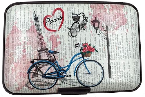 Tarjetero para tarjetas de crédito con bloqueo RFID para mujeres o hombres, a prueba de robo, diseño delgado, cabe en el bolsillo, Bicicleta), NA