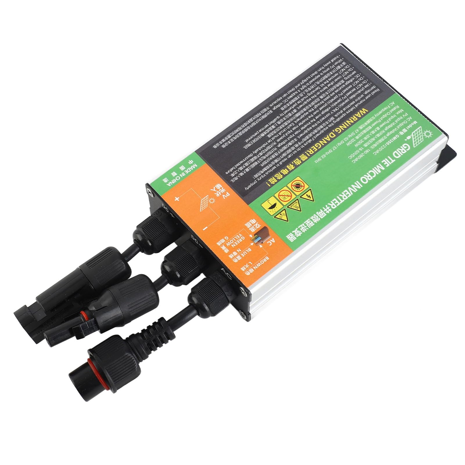 Inverter a Onda Sinusoidale Pura da 350 W, Inverter a Rete da 350 W in Lega di Alluminio AC 220 V con Protezione della Temperatura e della Tensione per la Produzione di Energia Fotovoltaica
