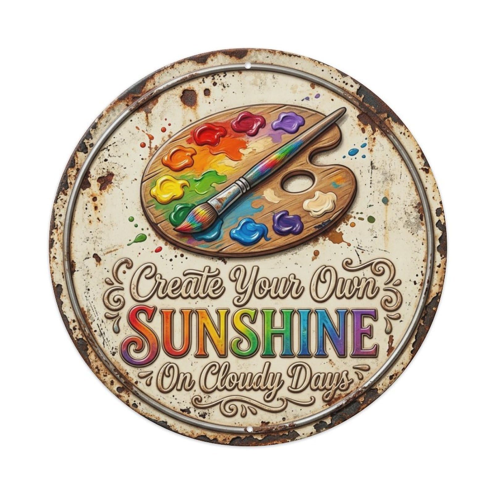 Paint Palette Create Studio Vintage Metal Tin Sign Plaque Wall Decor for Cafe, Club Bar, Office, Garden Metal Poster 8x8Inch