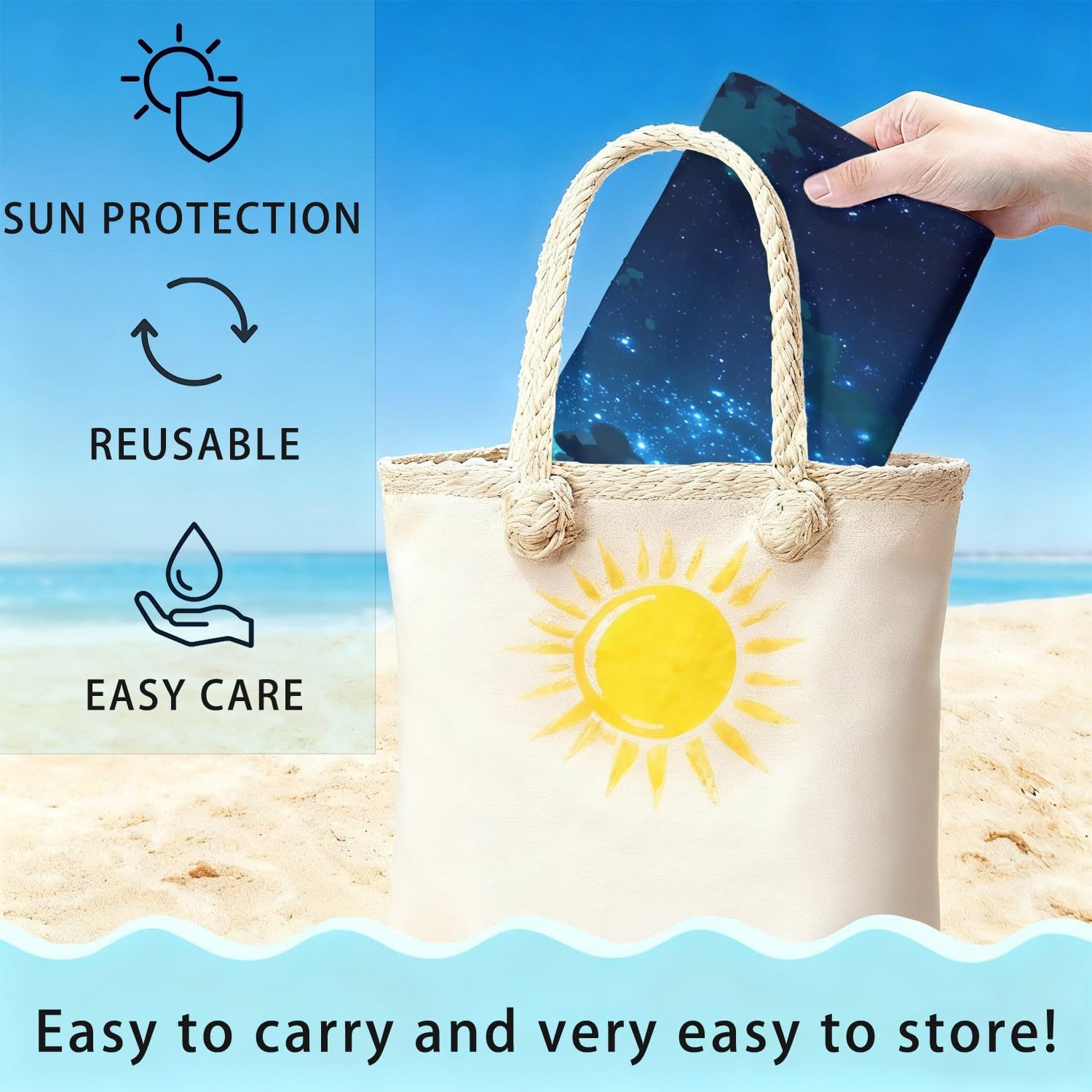 Sommer, Strand, Klar, Urlaub, Haustiere Strandtuch 200 x 145 cm – Saugfähiges Schnell trocknendes Strandtuch Welpe im gestreiften Badeanzug, Strand, Seesterne für Campen, Picknick, Ausflüge
