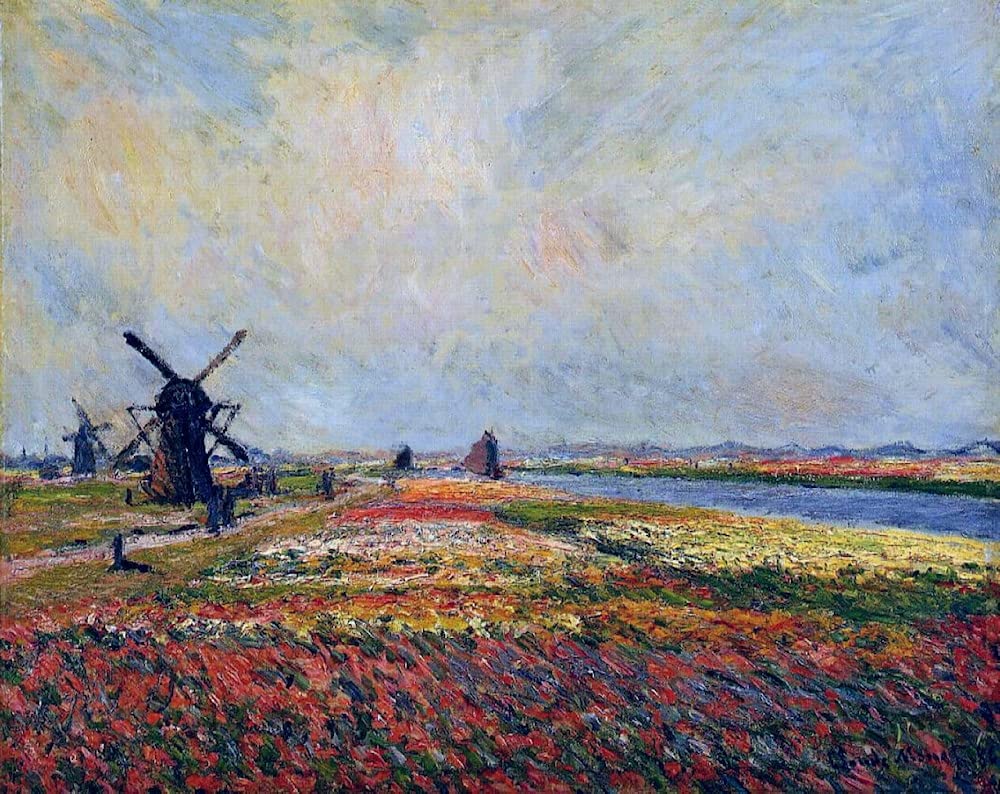 Imagen de lienzo de campos de flores de Monet cuadro decorativo de pared 60x90 5