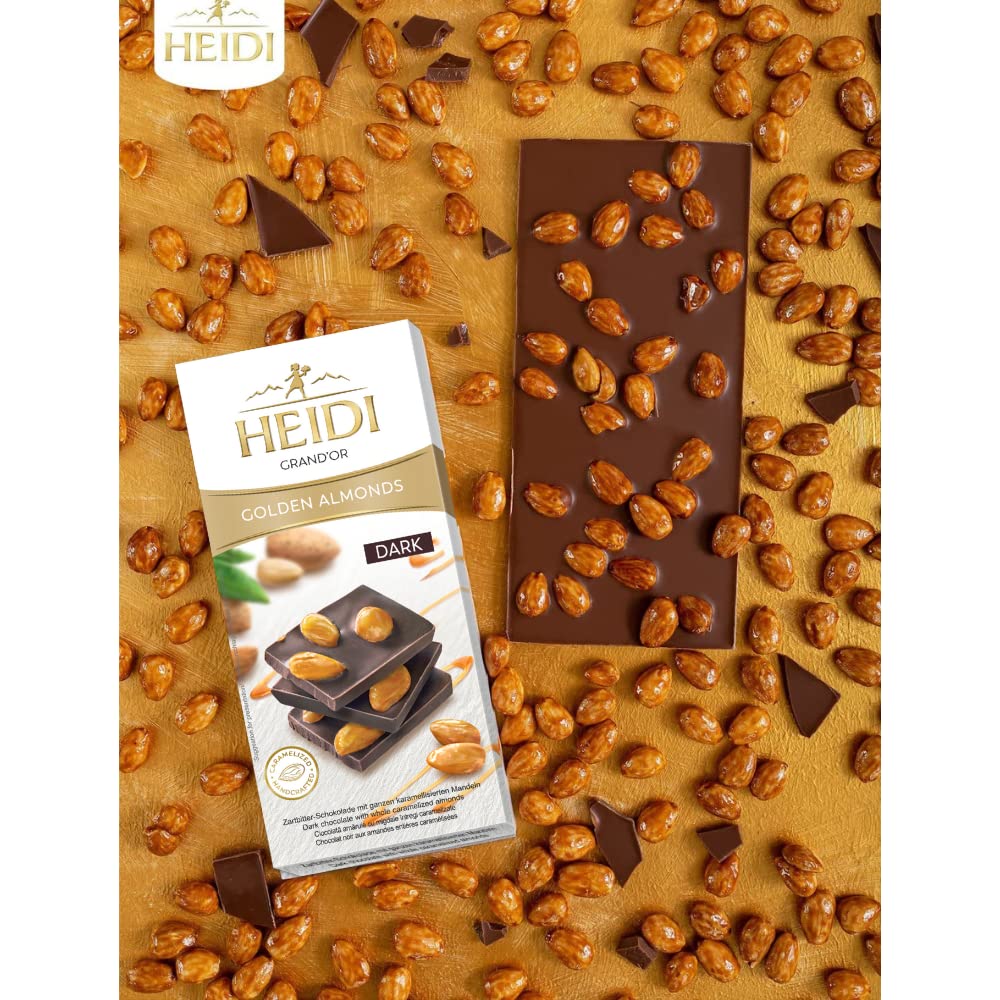 Heidi Swiss Dark Almond Chocolate With Whole Caramalized Almonds 100 grams | 100% Veg | Imported | Switzerland.