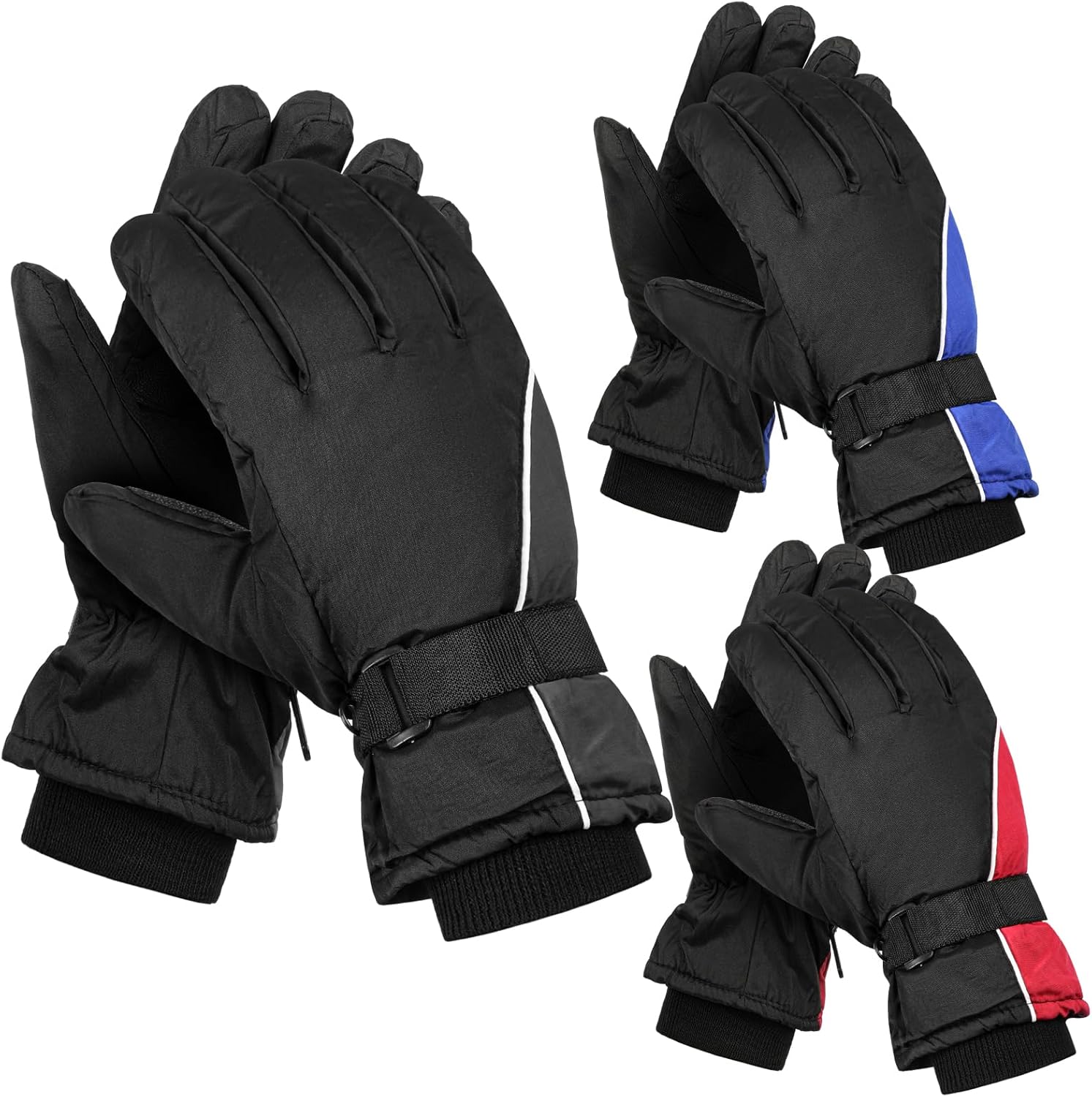 Tarpop 3 Pairs Mens Ski Gloves Winter Warm Women Gloves Adjustable Non Slip Snowboard Snow Waterproof Warm